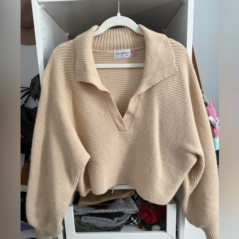 Hello Molly Cream Cowl Neck Sweater